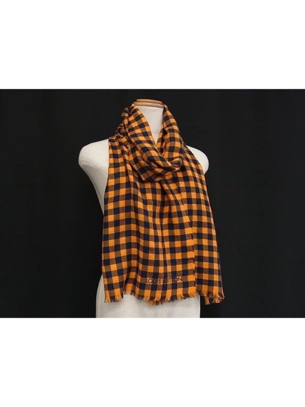 Louis Vuitton Etole Masai Cotton 100% Scarf Shawl Orange